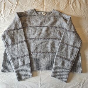 a.n.a Gray and Silver Striped Women's Sweater